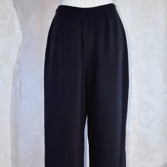 Talbots 100% Pure Silk Black Lined Straight Leg Dress Pants | Size 8 - Picture 3 of 7